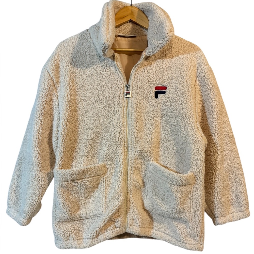 Fila Women’s Tan Sherpa Full Zip Teddy Jacket with Large Pockets | XS